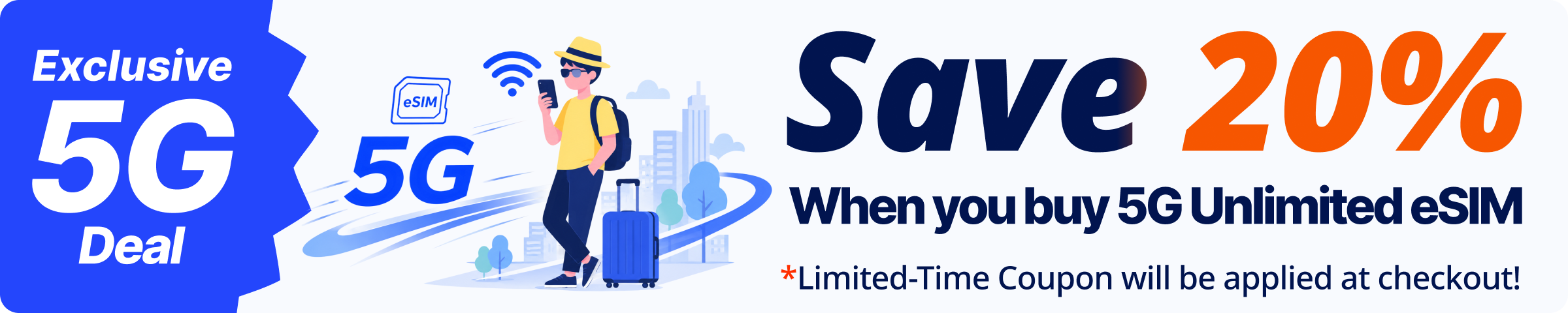 5G Exclusive 20% OFF single eSIM